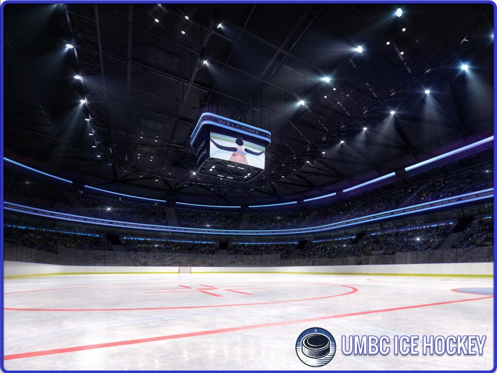 empty rink in packed stadium